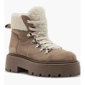 NEW Steve Madden Reyen Platform Hiking Boot - Oatmeal Suede (US Women's 8.5M)